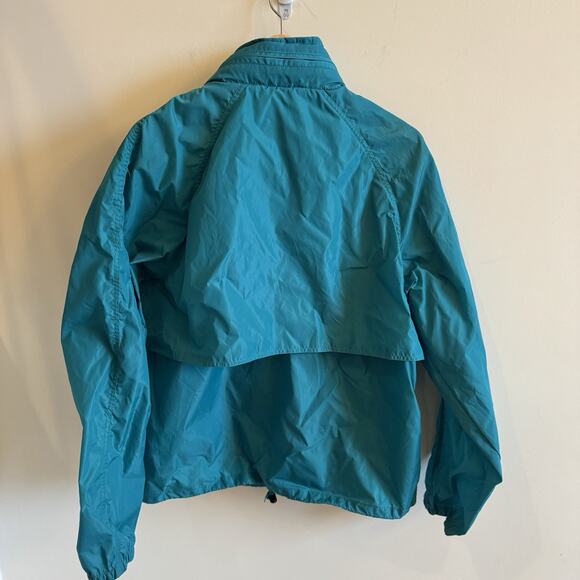 VTG Eddie Bauer Mens L Teal Green Zip Up Hooded Windbreaker Jacket 80's Pockets - Picture 2 of 14